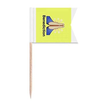 Imagem de Blessing Prayer Expression Bandeiras de palito de dente para marcação de rotulagem para bolo de festa comida prato de queijo