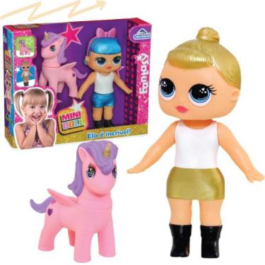 Imagem de Brinquedo Boneca Infantil Mini Doll Fantasy Com Unicornio Ponei - Adij