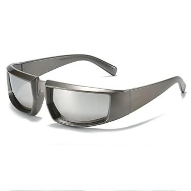 Imagem de Óculos de sol Steampunk para mulheres Óculos de sol ovais espelhados masculinos Vintage Hip Hop Punk Óculos, 17, tamanho único