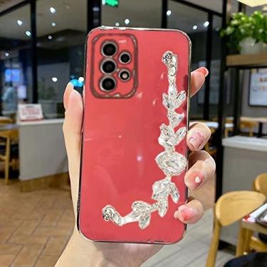 Imagem de Brilhante Gem Diamond Bracelet Chain Phone Case para Samsung S10 A32 A52 A72 S20 S21 S22 Plus Ultra Pro FE A 71 51 Note 10 20 53,XLA61,Camellia Red,Para A52 (4G ou 5G)