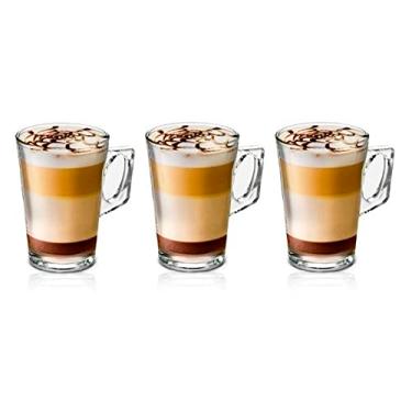 Imagem de Kit Com 3 Taças De Capuccino Café Chocolate Mocha Xícara Caneca 3 Peças 250 Ml Vidro Copenhage