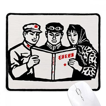 Imagem de Mousepad Mao Zedong Anthology Chinese Soldier Mousepad com borda costurada de borracha para jogos