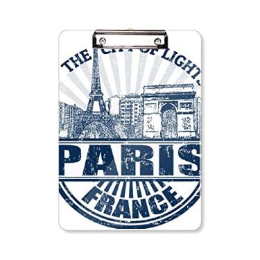 Imagem de Paris Bandeira da França Torre Eiffel Prancheta Pasta Prancheta Placa de apoio A4