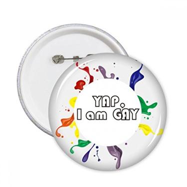 Imagem de LGBT Bandeira de Arco-íris Yap I Am Gay Pinos Redondo Emblema Decoração de Roupas Presente 5 peças