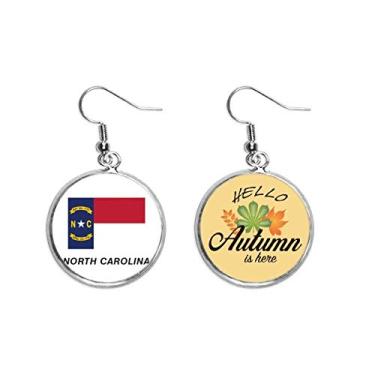 Imagem de Brinco de folha de outono com contorno da bandeira do estado americano