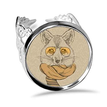 Imagem de DIYthinker Anel de animal de estilo britânico com lobo suave e cachecol ajustável amor casamento noivado