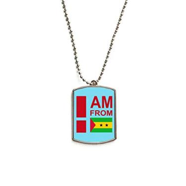 Imagem de DIYthinker Colar com pingente de identificação de cachorro I Am from Sao Tome Principe de aço inoxidável