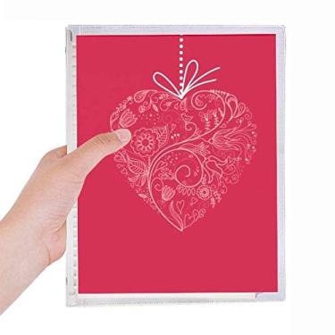 Imagem de Caderno de flores em formato de coração para dia dos namorados, folhas soltas, diário recarregável, papelaria
