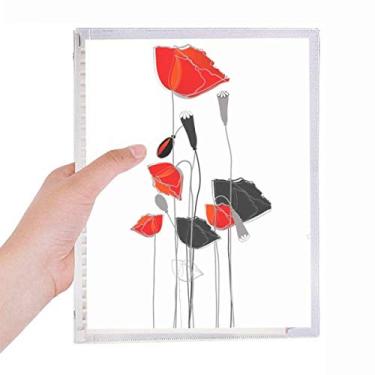 Imagem de Caderno de folhas soltas com arte abstrata de flores vermelhas, cadernos de milho