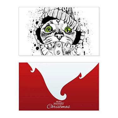 Imagem de Suéter branco cabeça de gato protege animal amante de animais de estimação, feriado, comemorações, cartão de felicitações, mensagem de Natal