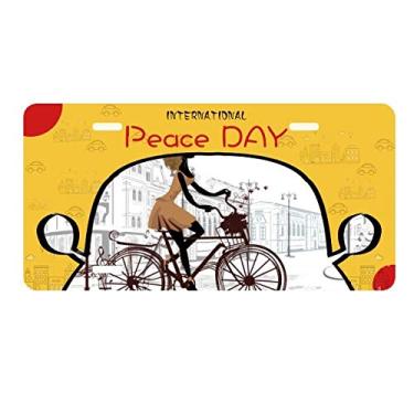 Imagem de DIYthinker Bicycle Lady France Ilustration Pattern Placa de carro Decoração Dia da Paz