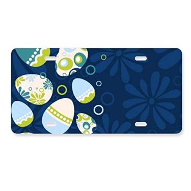 Imagem de DIYthinker Placa de licença para decoração de carro de aço inoxidável com listras de ovos para festivais de religião da Páscoa
