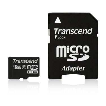 Imagem de Cartão 16GB Micro SDHC Classe 10 Com adaptador SD - Transcend