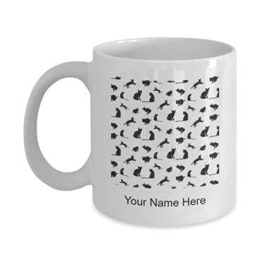Imagem de Caneca personalizada com silhueta de gatos, xícara de café com silhueta de gatos, ideia de presente com silhueta de gatos, copo personalizado com silhueta de gatos - Caneca de café de 325 ml
