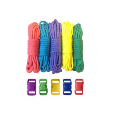 Imagem de Paracord Planet Kit de artesanato de paracord tipo III de 250 kg com fivelas para pulseiras da amizade e iniciantes (básico)