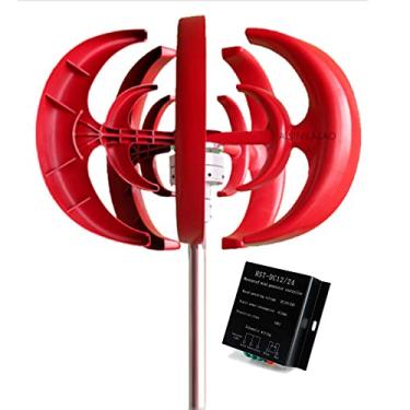 Imagem de 600W Gerador de vento de turbina AC em 3 fases, 5 lâminas Gerador de turbina de energia eólica vertical com controlador para geração de energia suplementar doméstica (12V 24V 48V),24v