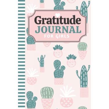 Imagem de Hardcover Gratitude Journal For Girls: 6x9 Mindfulness Diary - Quick & Simple / Green Cactus - House Plant Pattern on Pink / 6-Month of Daily Notebook ... Kids Children Teens / Ages 8 - 12 / 10 - 15