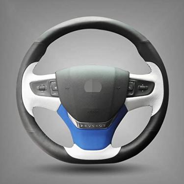 Imagem de JEZOE Capa de volante de couro preto, apto para Citroen C3 C3-XR 2015-2019 C4 2016-2019 Peugeot 408 2014-2019 Traveler 2016-2019