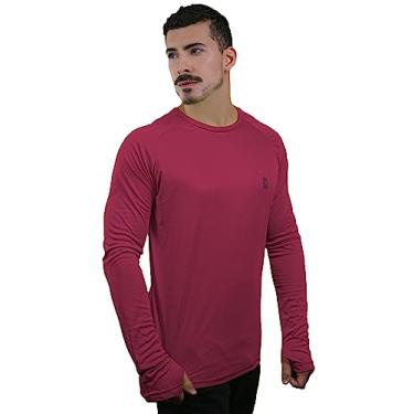 Imagem de Camiseta Skube Com Proteção UV 50+ Dry Fit Segunda Pele Térmica Tecido Termodry Manga Longa Dedeira - Vermelho - G