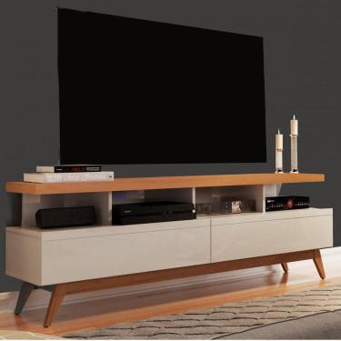 Imagem de Rack para TV até 60 Polegadas Vivare Giga Móveis Off White Marrom