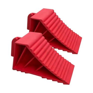 Imagem de Kokiya 2 peças calços de roda resistentes calços de roda de borracha peças sobressalentes fáceis de usar Rolha de pneu universal para caminhão carro camper, 21x8,75x10cm vermelho