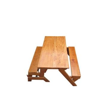 Imagem de Banco que Vira Mesa 1m Angelim Pedra com Verniz Marítimo