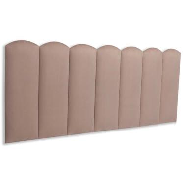 Imagem de Cabeceira Casal Estofada de Colar na Parede Kit 7 Placas Modelo Nuvem - SUEDE Bege