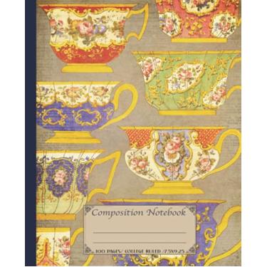 Imagem de Teacup Composition Notebook: Cute teacups & saucer aesthetic vintage steampunk style notebook journal. Tea lover gift.