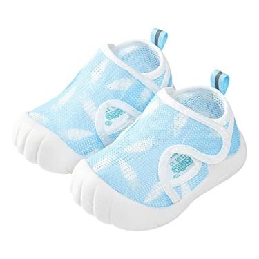 Imagem de Sandálias de inverno para meninas de 6 meses de idade com fundo plano antiderrapante meia abertura do dedo do pé antiderrapante respirável sapatos macios sandálias aquáticas, Azul, 4 Infant