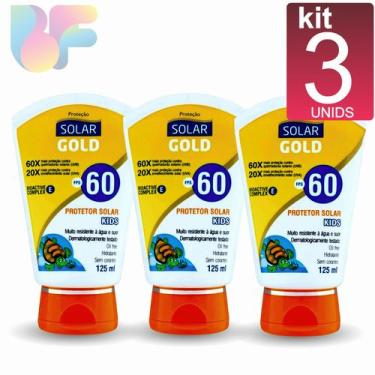 Imagem de Kit 3 Protetor Solar Gold Kids Fps 60 125ml  Infantil Fator 60 - Nutri