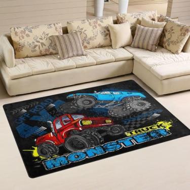 Imagem de Tapete preto para carro monstro azul 50,8 x 78,7 cm tapete ultra macio tapete de brincar para quarto, escritório, sala de jogos, estudo