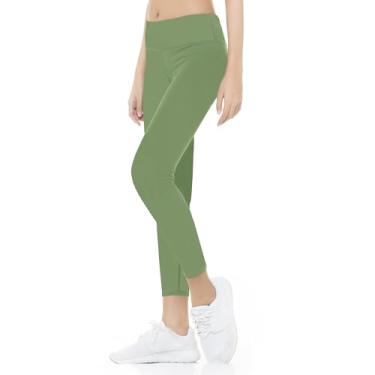 Imagem de BIG ELEPHANT Leggings para meninas, calças de ioga para crianças, calças ativas para corrida (4-13 anos), Verde oliva, 7-8 Years