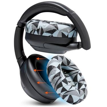 Imagem de WC Sweatz XM4 - Capas de suor protetoras do Earpad para a Sony WH1000XM4 por WC | Capas de orelha de silicone para fones de ouvido Sony WH-1000XM4 | SULHOVE E FACILMADO | Geo Gray