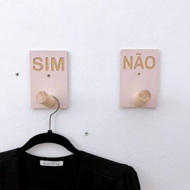Imagem de 6 Ganchos Provador de loja Sim Não roupas boho rosa premium