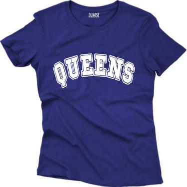 Imagem de Camiseta Algodão Feminina New York City Queens Tamanho:GG;Cor:Azul