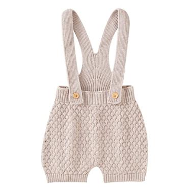 Imagem de RTGDRK Roupas de bebê para meninas, macacão de algodão com botão frontal para recém-nascidos, sólido para meninas, Caqui, 3-6 meses