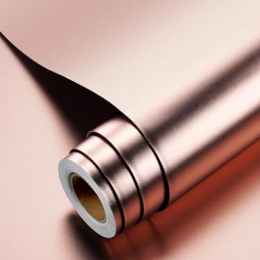 Imagem de YENHOME Papel de contato ouro rosa de aço inoxidável para eletrodomésticos, envoltório de geladeira, resistente ao calor, 43 x 38 cm, papel de parede metálico autoadesivo ouro rosa para parede de