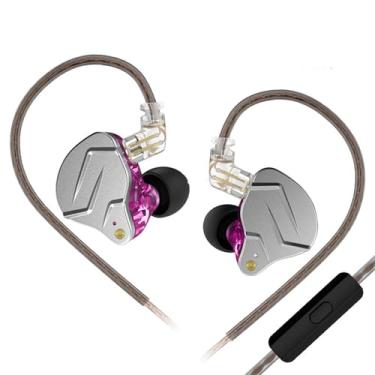 Imagem de Kz zsn pro earbuds yinyoo 1dd 1ba hifi Monitor Ear fones de ouvido cancelando fones de ouvido com fio equilibrado Dinâmico Dinâmico Dinâmico Híbrido Ponto Híbrido Com Microfones(microfone roxo)
