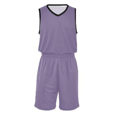 Imagem de Camiseta de basquete violeta mineral para crianças, ajuste confortável, camisa de futebol 5 a 13 anos, Roxo acinzentado, M