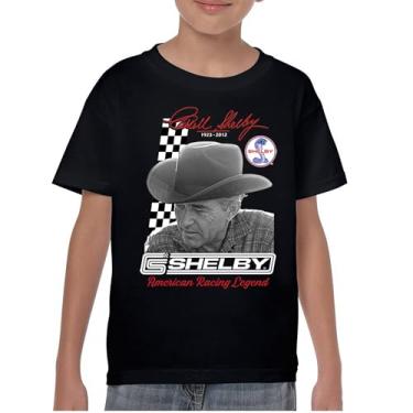 Imagem de Camiseta juvenil Carroll Shelby Signature GT500 Mustang Muscle Car American Racing Legend Lives Powered by Ford Kids, Preto, M