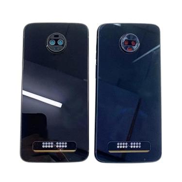 Imagem de SHOWGOOD Capa de bateria para Motorola Moto Z3 Play com peças de reposição da moldura do meio para Motorola Moto Z3 Play capa traseira de telefone (capa preta)