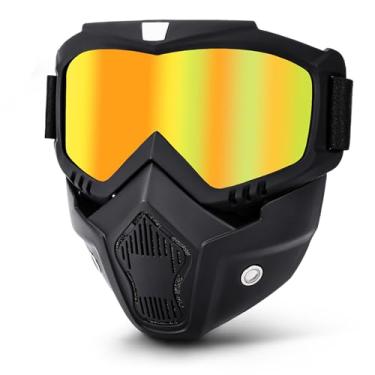 Imagem de YISUGOOC Máscara removível de airsoft, óculos de motocicleta, máscara de paintball, óculos de ATV, óculos de bicicleta, óculos de equitação, óculos à prova de vento, óculos de esqui, óculos de