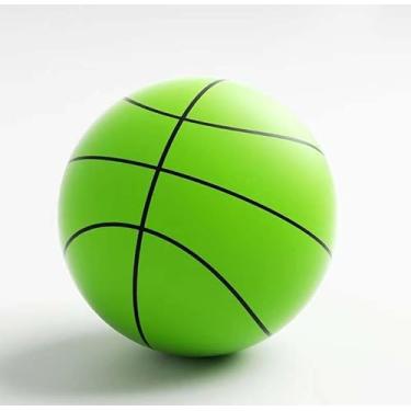Imagem de Bola de basquete silenciosa, basquete silencioso 2024 em ambientes internos, basquete de espuma, sem revestimento, alta densidade, silencioso, alta resiliência, seguro, macio, leve, 18 cm (verde)
