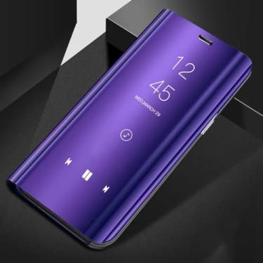 Imagem de Capa flip espelhada inteligente para Samsung Galaxy S23 S22 S21 Ultra S20 FE S10 S9 S10E Note 20 Plus Capa protetora de telefone com suporte, roxa, para S22Plus