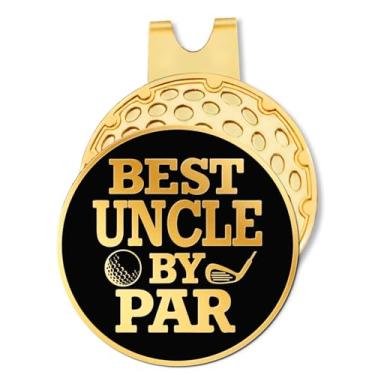 Imagem de Hafhue Best Uncle by Par Marcador de bola de golfe preto dourado com clipe de chapéu, acessórios de golfe engraçados e presentes de golfe para homens tio, aniversário para fãs de golfe amantes de