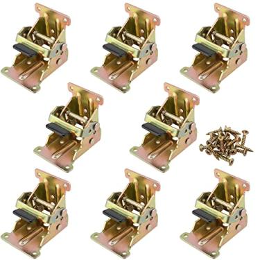 Imagem de PINGEUI 8 peças de suporte dobrável, 0-90 graus de suporte de extensão de bloqueio com parafusos, dobradiça dobrável resistente para prateleira de parede, mesa, bancada dobrável, capacidade de carga