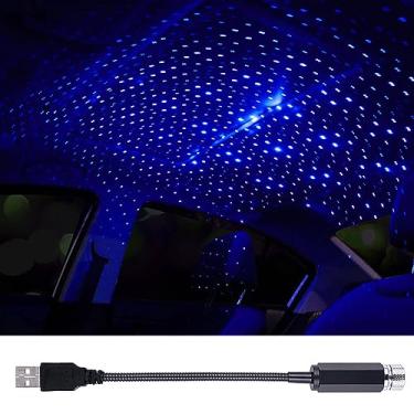 Imagem de LEDCARE Luz noturna de estrela de telhado de carro, portátil, ajustável, USB, flexível, interior, LED, show, atmosfera romântica, projetor noturno estrela, para carros, quartos, festas, etc (azul violeta)