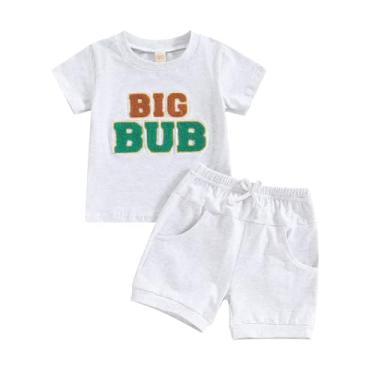 Imagem de CREAIRY Conjunto de 2 peças de camiseta de manga curta Big Brother Little Brother combinando para bebês, meninos, roupas de verão, Big Bub, 3-4 Anos