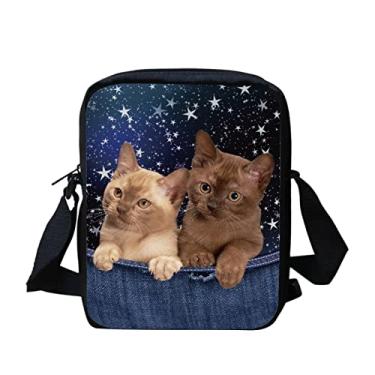 Imagem de HUGS IDEA Bolsa tiracolo pequena com rosto de animais, Gato engraçado animal, Small, Durável