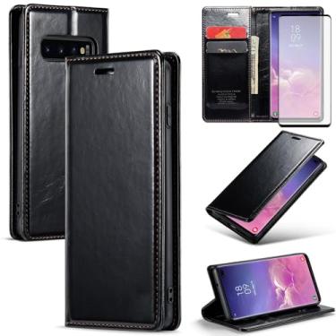 Imagem de Asuwish Capa de celular para Samsung Galaxy S10 Plus capa carteira de vidro temperado protetor de tela flip porta-cartão de crédito com suporte para celular S10+ S10plus 10S Edge S 10 10 plus feminino